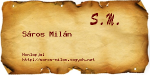 Sáros Milán névjegykártya
